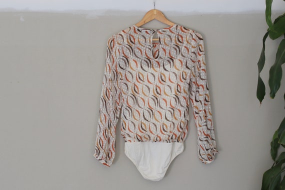 Vintage Silk Bodysuit Blouse l Silk Blouse l 70's… - image 4