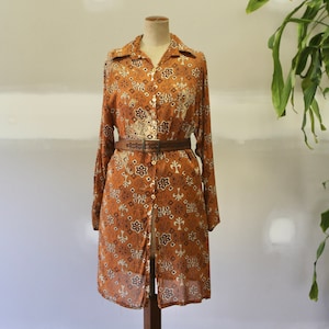 Vintage 1960s Geometrisches Boho Hippie Kleid - Woodstock Ära, Queen of Hearts Style, Größe M