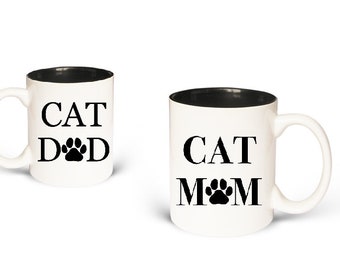 cat mom cat dad mug set