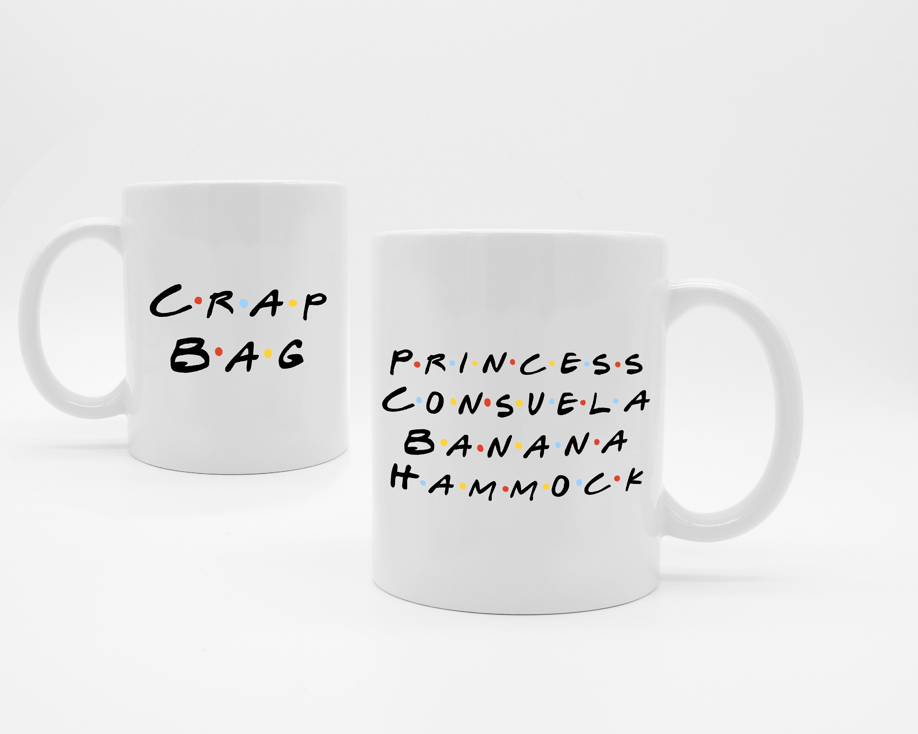 FRIENDS Themed His and Hers Mug Set, Princess Consuela Banana Hammock…