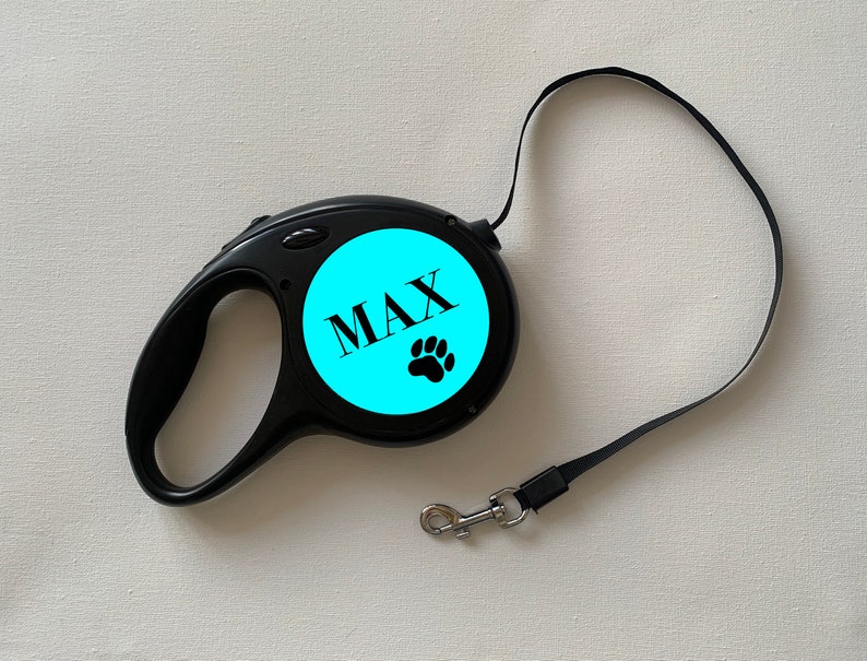 Personalised Retractable Dog Lead with Dogs Names and Paw Etsy