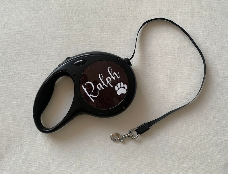 Personalised Retractable Dog Lead with Dogs Names and Paw Etsy