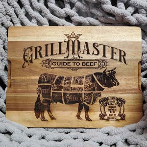 Vector File Beef Cuts and Temperatures Grill Master Cutting Board Gift for him charcuterie board EPS SVG Pdf AI Dxf Engraving Laser Lasercut