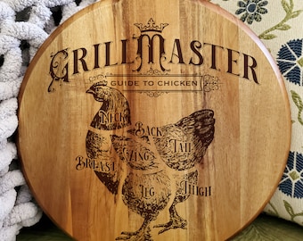 Vektorfil Kyckling, Fågel, Fågelbitar, Grillmästare, Skärbräda, Present till honom, Charkuteribräda, PNG, SVG, PDF, Gravyr, Laser, Laserskuren