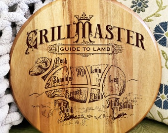 Vector File Sheep Lamb Cuts and Temperatures Grill Master Cutting Board Gift Traeger charcuterie board PNG SVG Pdf Engraving Laser Lasercut