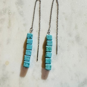 Turquoise Dyed Agate Ear Threaders