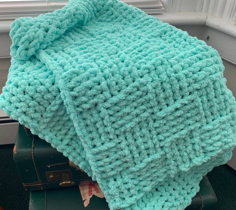 Baby Blanket Finger Knit Chenille Etsy