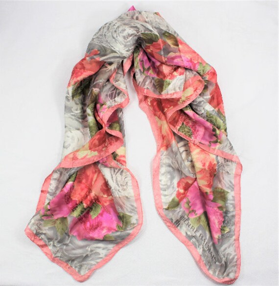 Vintage Pierre Balmain Floral Scarf/Vintage Balmai