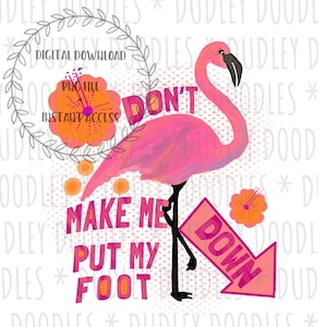 Digital Download Funny Hot Pink Flamingo Don ' t Make Me Put My Foot Down Sublimation Design File ClipArt Printable Art PNG Summer Lover Party