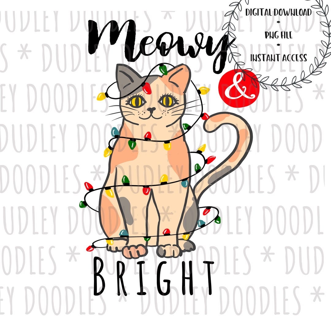 Christmas Cat Tree, Meowy and Bright, Christmas Sublimation Design PNG ...