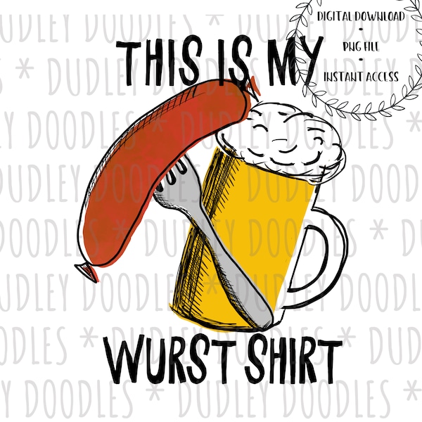 Octoberfest Sublimation Funny TShirt Design German Oktoberfest Beer Bratwurst PNG File Clip Art Instant Download TShirt Printable Graphic