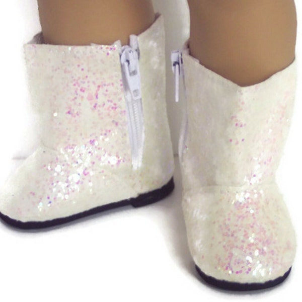 Sparkle Boots-Ivory Doll Shoes Fit 18 Inch Dolls 18" Doll Accessories 18 Inch Doll Clothes Boy Doll Shoes Girl Doll Shoes