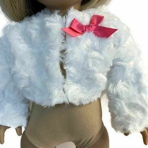 Plush Shrug Jacket with Bow-White To Fit 18 Inch Doll clothes 18&quot; Doll Clothing 18 Inch Doll Accessories Baby Doll Clothes