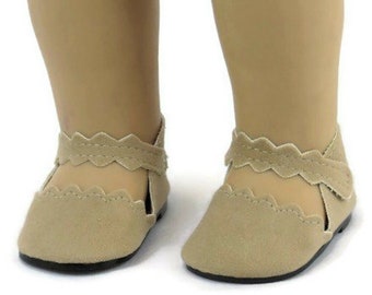 18 Inch Doll Shoes Made Tan Scalloped Dress Shoes 18" Doll Clothes 18 Inch Doll Accessories 18" Girl Doll 18" Boy Doll