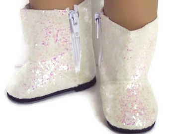 Sparkle Boots-Ivory Doll Shoes Fit 18 Inch Dolls 18" Doll Accessories 18 Inch Doll Clothes Boy Doll Shoes Girl Doll Shoes