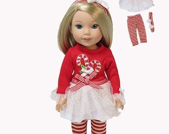 Cute White Cotton Stretch Knit Underwear With Red Heart Elastic Trim Fits  14.5 Inch Dolls This Doll Has a 6 Inch Waist 