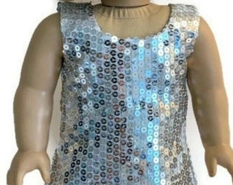 Doll Clothes To Fit 18 Inch Doll Clothes 18" Doll Clothing 18 Inch Doll Accessories Fit 18 Inch Dolls Silver Sleeveless Sequin Dress