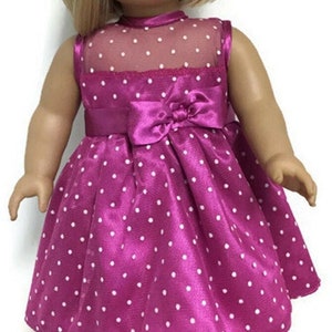 Doll Clothes 18 Inch Doll Clothes 18" Doll Clothing 18 Inch Doll Accessories Fit 18 Inch Dolls Fuchsia White Polka Dots Satin Tulle Dress