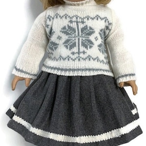 Doll Clothes  Cream Winter Sweater & Gray Pleated Skirt To Fit 18 Inch Doll clothes 18" Doll Clothing 18 Inch Doll Accessories Baby Doll