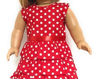 Doll Clothes To Fit 18 Inch Doll Clothes 18" Doll Clothing 18 Inch Doll Accessories Fit 18 Inch Dolls Polka Dot Dress Red & White