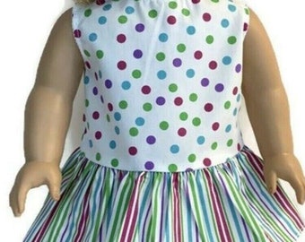 Doll Clothes To Fit 18 Inch Doll Clothes 18" Doll Clothing 18 Inch Doll Accessories Fit 18 Inch Dolls Polka Dots and Stripes Dress