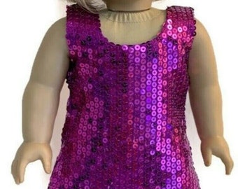 Doll Clothes To Fit 18 Inch Doll Clothes 18" Doll Clothing 18 Inch Doll Accessories Fit 18 Inch Dolls Fuchsia Sleeveless Sequin Dress