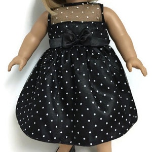 Doll Clothes 18 Inch Doll Clothes 18" Doll Clothing 18 Inch Doll Accessories Fit 18 Inch Dolls Black with White Polka Dots Satin Tulle Dress