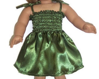 Doll Clothes To Fit 18 Inch Doll Clothes 18" Doll Clothing 18 Inch Doll Accessories Fit 18 Inch Dolls Green Satin Sundress