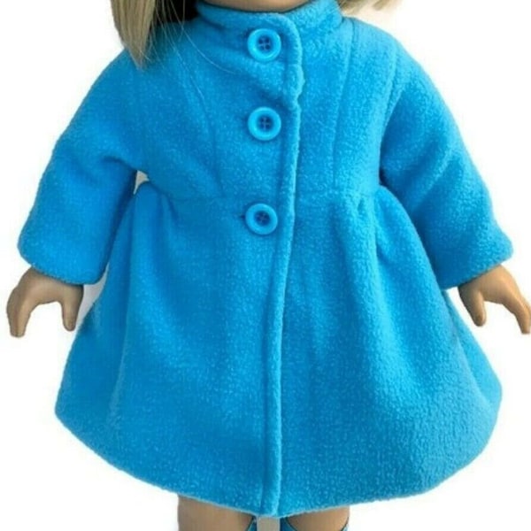 Doll Coat Turquoise Fully Lined Fleece To Fit 18 Inch Doll clothes 18" Doll Clothing 18 Inch Doll Accessories Baby Doll Clothes