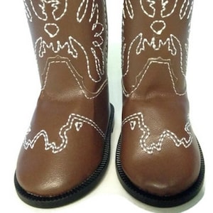 18 Inch Doll Shoes Cowboy Boots-Brown with Embroidered Eagle Accent 18&quot; Doll Boots