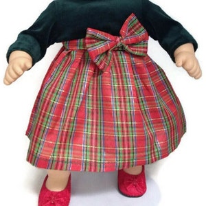 Doll Clothes fits 15" Dolls Holiday Plaid & Dark  - Girl Outfit 15 inch Doll Clothes