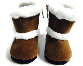 Shearling Boots-Brown Doll Shoes Fit 18 Inch Dolls 18" Doll Accessories 18 Inch Doll Clothes Boy Doll Shoes Girl Doll Shoes