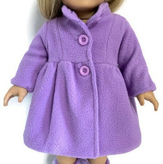 Lavender Fully Lined Fleece Coat for 18 inch American Girl Doll Clothes