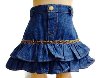 Doll Clothes To Fit 18 Inch Doll clothes 18" Doll Clothing 18 Inch Doll Accessories Made to fit 18 Inch dolls Ruffled Jean Skirt
