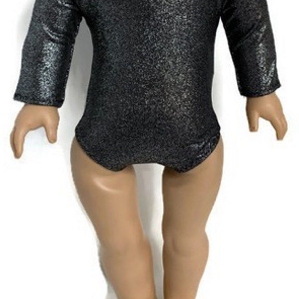 Metallic Black Gymnastics Leotard Doll Clothes For 18 inch Dolls Fit 18 Inch Dolls 18" Doll Accessories 18 Inch Doll Boy Doll Girl Doll