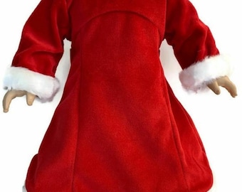 Doll Clothes Red Santa Dress & Hat  Made to fit most 18" dolls Doll Accessories 18 inch doll clothing