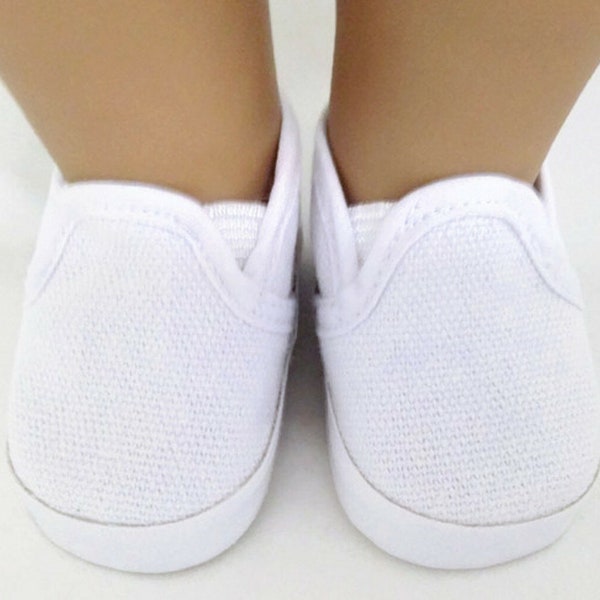 Doll Shoes Fits 18 inch Doll Shoes Canvas Slip On Shoes-White