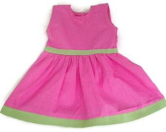 Doll Clothes To Fit 18 Inch Doll Clothes 18" Doll Clothing 18 Inch Doll Accessories Fit 18 Inch Dolls Pink & Green Cotton Sleeveless Dress