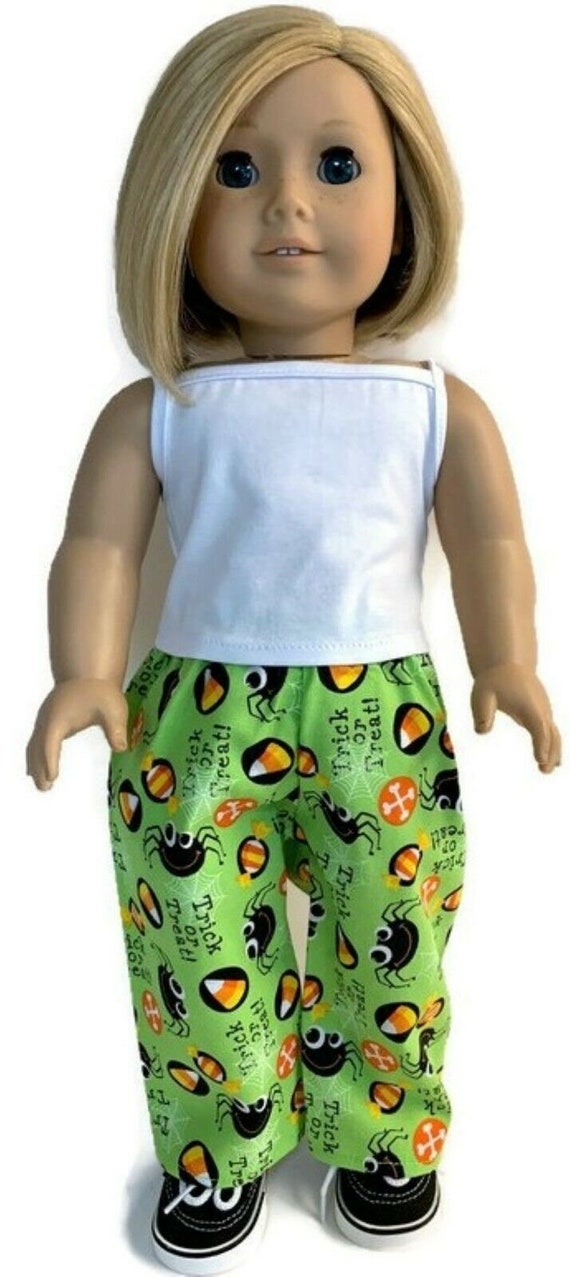 Doll Clothes Green Halloween Print Pants White Top 18 Doll