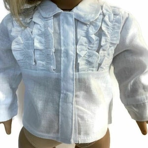 Doll Clothes To Fit 18 Inch Doll clothes 18" Doll Clothing 18 Inch Doll Accessories White Long Sleeved Tuxedo Blouse Shirt to fit 18" dolls