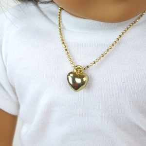 Gold Heart Necklace Jewelry For 18 inch Dolls Fit 18 Inch Dolls 18" Doll Accessories 18 Inch Doll Boy Doll or Girl Doll