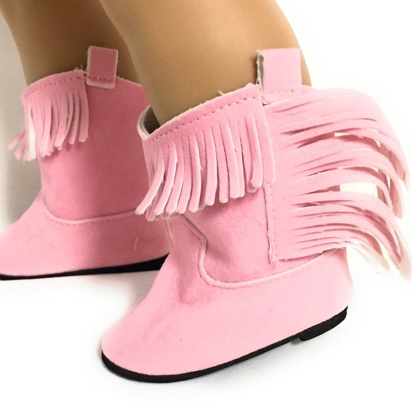 Suede Cowboy Boots-Pink Doll Shoes Fit 18 Inch Dolls 18" Doll Accessories 18 Inch Doll Clothes Boy Doll Shoes Girl Doll Shoes