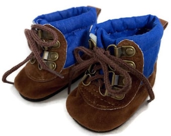 Brown & Blue Hiking Boots Doll Shoes Fit 18 Inch Dolls 18" Doll Accessories 18 Inch Doll Clothes Boy Doll Shoes Girl Doll Shoes