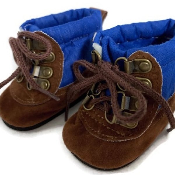 Brown & Blue Hiking Boots Doll Shoes Fit 18 Inch Dolls 18" Doll Accessories 18 Inch Doll Clothes Boy Doll Shoes Girl Doll Shoes