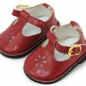 Burgundy Mary Janes Doll Shoes Fits 18 Inch Dolls 18" Doll Accessories Craft Show