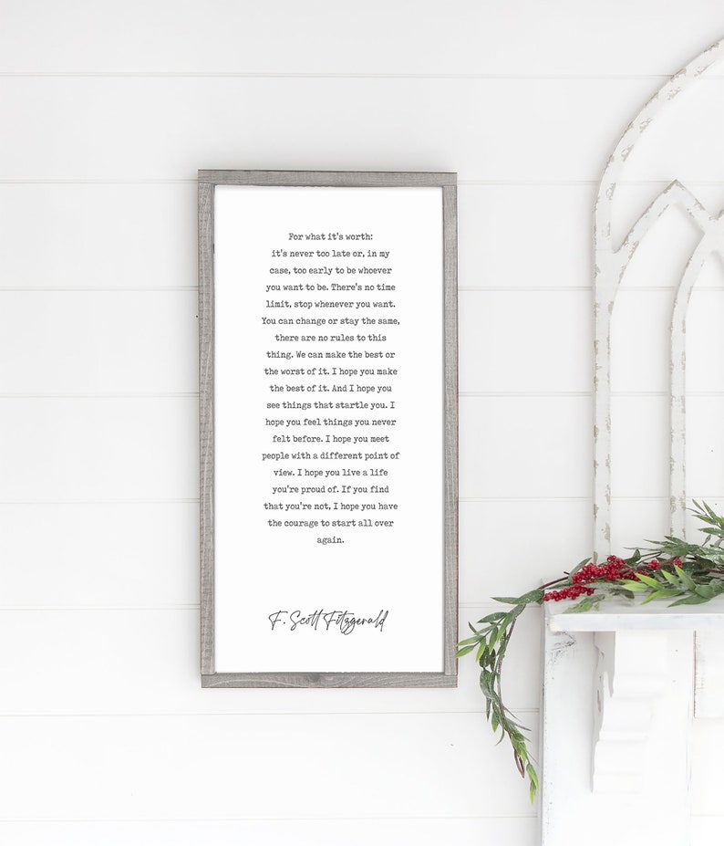 F. Scott Fitzgerald Quote for What It's Worth Quote Etsy Canada
