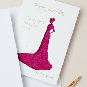 Carte d'anniversaire chrétienne - Vaut plus que des rubis (Fuchsia) - Versets bibliques chiffres 6:24 - Que le Seigneur vous bénisse et vous garde