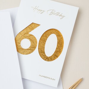 Carte d'anniversaire chrétienne - 60 ans - versets bibliques chiffres 6:24 - que le Seigneur vous bénisse et vous garde