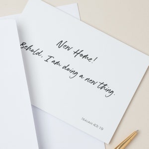 Christian Card New Home - Simple - Verset biblique d'Ésaïe 43:19 - Je fais une nouvelle chose
