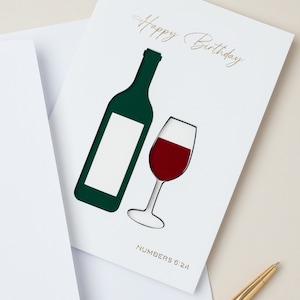 Cartão Cristão de Aniversário - Garrafa e Copo de Vinho - Números 6:24 versículo bíblico - O Senhor te abençoe e te guarde